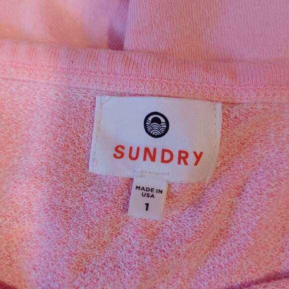 SUNDRY Sz S (1) Pink Pullover Stretch Oversized Boat Neck Sweatshirt Comfort - Picture 12 of 14